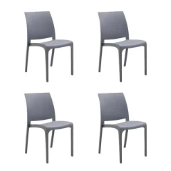Garnero Arredamenti Sedie Polipropilene-Set 4 sedie in polipropilene impilabili grigia Tape Gihome® Grigio