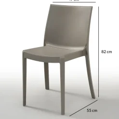 Garnero Arredamenti Sedie Polipropilene-Set 4 sedie in polipropilene impilabili tortora Olbia