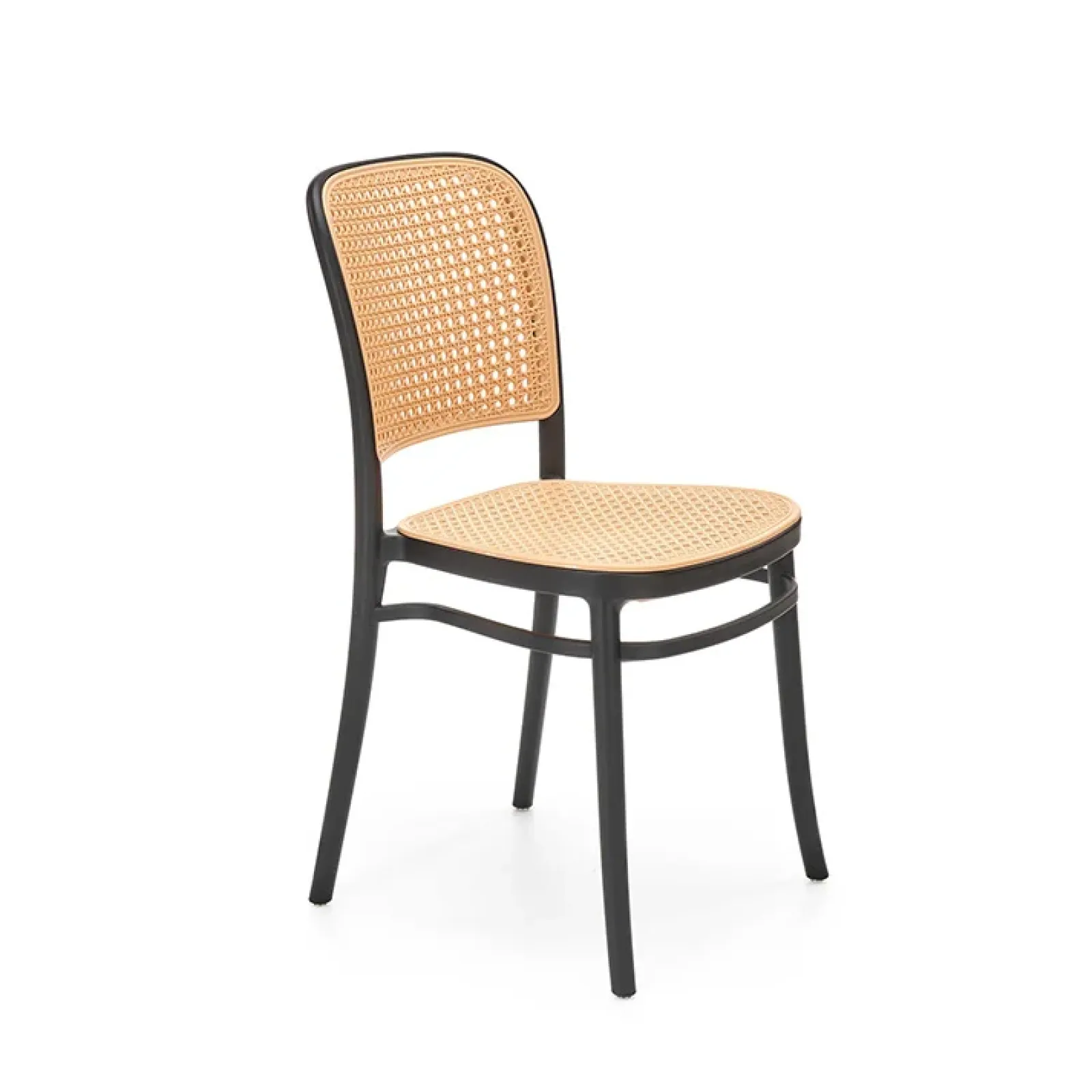 Garnero Arredamenti Sedie Polipropilene-Set 4 sedie in rattan moderne naturale nero Milly