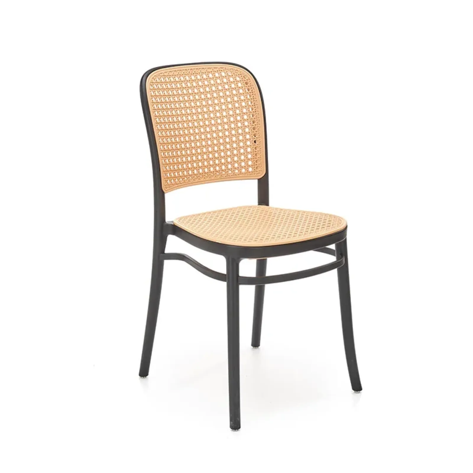 Garnero Arredamenti Sedie Polipropilene-Set 4 sedie in rattan moderne naturale nero Milly