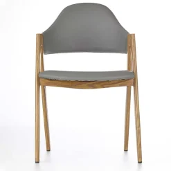 Garnero Arredamenti Sedie Imbottite Ecopelle-Set 2 sedie moderne in ecopelle grigio con gambe in rovere Elvis