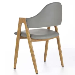 Garnero Arredamenti Sedie Imbottite Ecopelle-Set 2 sedie moderne in ecopelle grigio con gambe in rovere Elvis