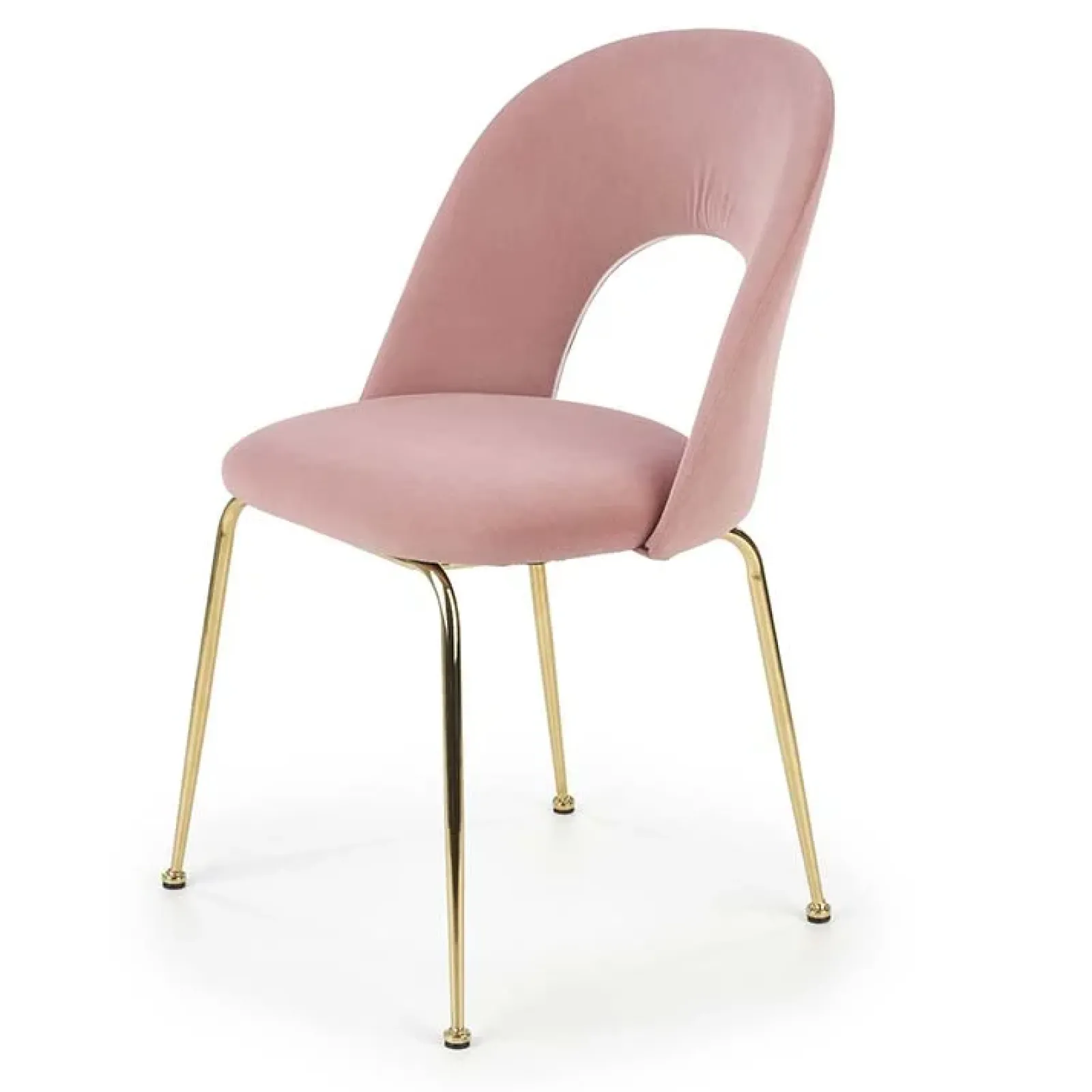 Garnero Arredamenti Sedie In Tessuto-Set 4 sedie moderne in velluto rosa con gambe acciaio oro Jamila