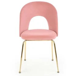 Garnero Arredamenti Sedie In Tessuto-Set 4 sedie moderne in velluto rosa con gambe acciaio oro Jamila