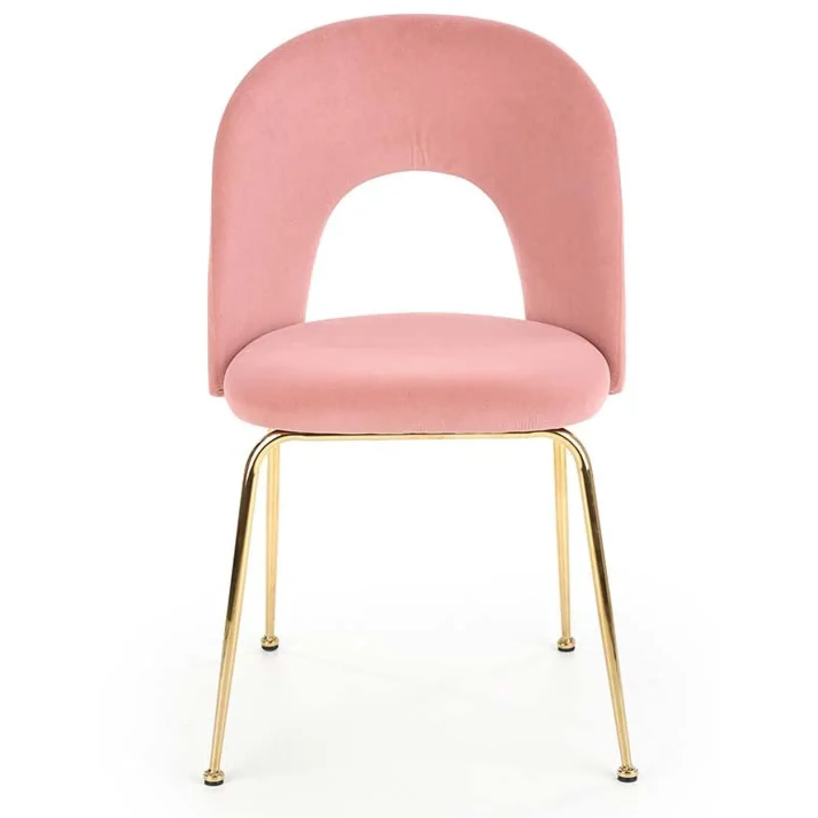 Garnero Arredamenti Sedie In Tessuto-Set 4 sedie moderne in velluto rosa con gambe acciaio oro Jamila