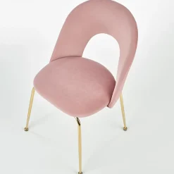 Garnero Arredamenti Sedie In Tessuto-Set 4 sedie moderne in velluto rosa con gambe acciaio oro Jamila
