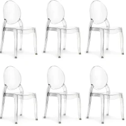 Garnero Arredamenti Sedie Trasparenti E Plexiglass-Set 6 sedie policarbonato trasparente impilabili Elisabeth Gihome®
