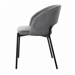 Garnero Arredamenti Sedie In Tessuto-Set 2 sedie soggiorno imbottite in velluto grigio Himeko