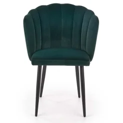 Garnero Arredamenti Sedie In Tessuto-Set 2 sedie soggiorno imbottite in velluto verde con gambe in nero Cinzia