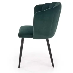 Garnero Arredamenti Sedie In Tessuto-Set 2 sedie soggiorno imbottite in velluto verde con gambe in nero Cinzia