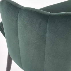 Garnero Arredamenti Sedie In Tessuto-Set 2 sedie soggiorno imbottite in velluto verde con gambe in nero Cinzia