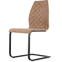 Garnero Arredamenti Sedie Imbottite Ecopelle-Set 4 sedie soggiorno in ecopelle marrone acciaio nero Rick