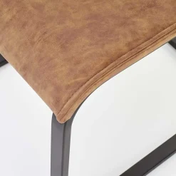 Garnero Arredamenti Sedie Imbottite Ecopelle-Set 4 sedie soggiorno in ecopelle marrone acciaio nero Rick