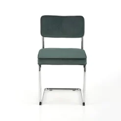 Garnero Arredamenti Sedie In Tessuto-Set 4 sedie soggiorno moderne in velluto scuro acciaio Vader Verde