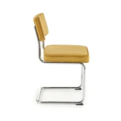 Garnero Arredamenti Sedie In Tessuto-Set 4 sedie soggiorno moderne in velluto acciaio Vader Senape