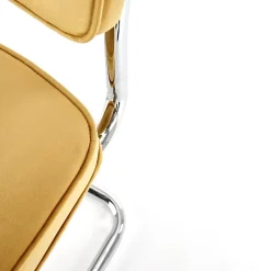 Garnero Arredamenti Sedie In Tessuto-Set 4 sedie soggiorno moderne in velluto acciaio Vader Senape