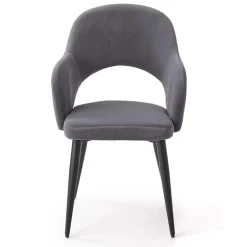 Garnero Arredamenti Sedie In Tessuto-Set 2 sedie soggiorno moderne imbottite in velluto grigio Alma