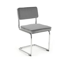 Garnero Arredamenti Sedie In Tessuto-Set 4 sedie soggiorno moderne in velluto acciaio Vader Grigio