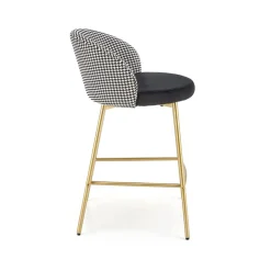 Garnero Arredamenti Sgabelli-Set 2 sgabelli alti moderni in velluto nero bianco oro Tauret