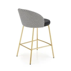 Garnero Arredamenti Sgabelli-Set 2 sgabelli alti moderni in velluto nero bianco oro Tauret