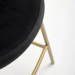 Garnero Arredamenti Sgabelli-Set 2 sgabelli alti moderni in velluto nero bianco oro Tauret