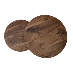 Garnero Arredamenti Set Tavolini|Set Tavolini-Set 2 tavolini da salotto rotondi noce nero Pueblo