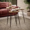 Garnero Arredamenti Set Tavolini|Set Tavolini-Set 3 tavolini da salotto industrial rovere metallo Agnes