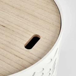 Garnero Arredamenti Set Tavolini|Set Tavolini-Set 2 tavolini da salotto rotondi bianchi opaco grigio Ennis