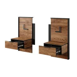 Garnero Arredamenti Comodini|Comò-Set comodini 49x102h cm con led quercia nero Smooty