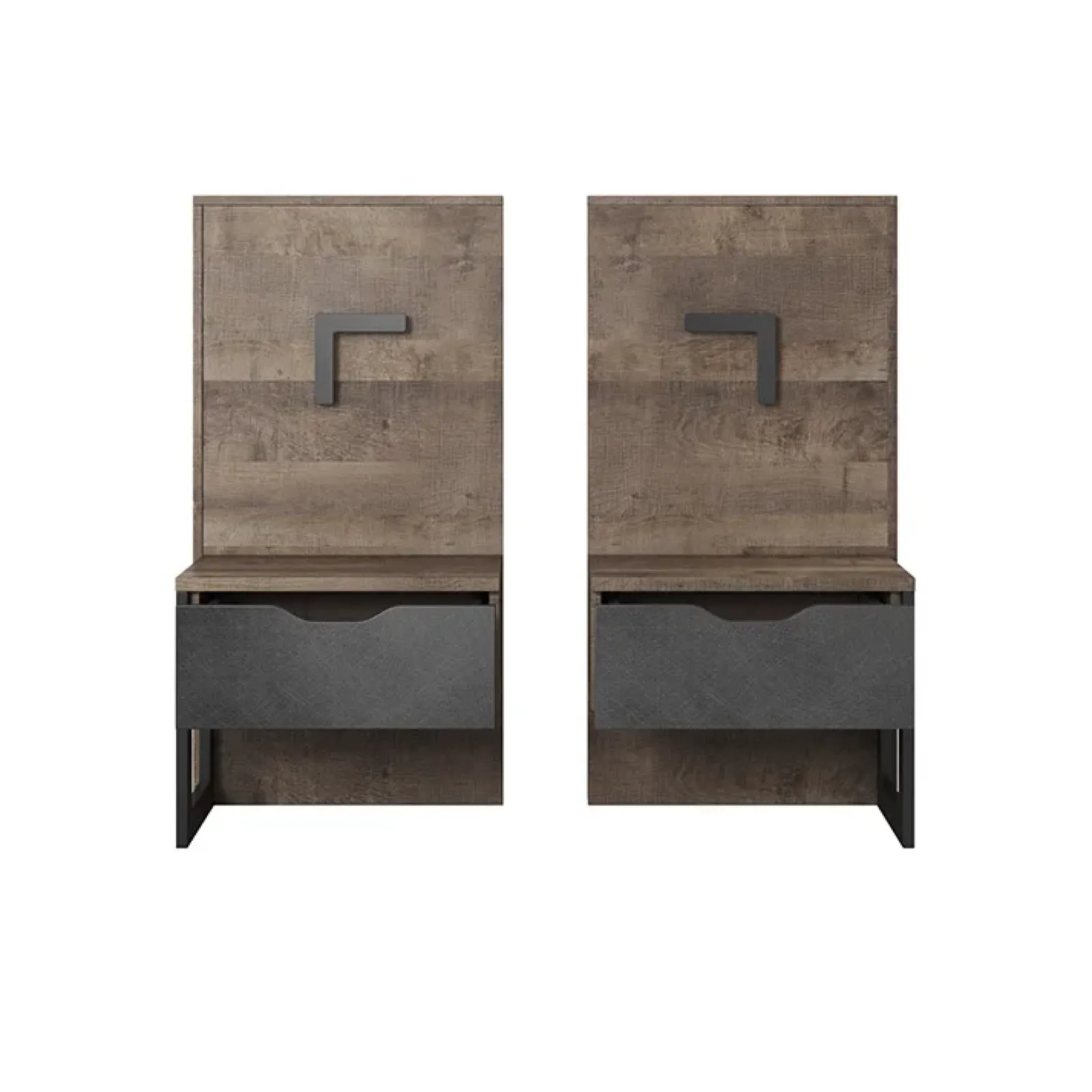 Garnero Arredamenti Comodini|Comò-Set comodini 52x100h cm con led grigio quercia Dable