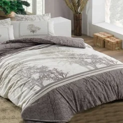 Garnero Arredamenti Copripiumini|Copripiumini-Set copripiumino matrimoniale e federe 220x240cm tortora bianco Sarina