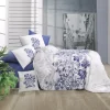 Garnero Arredamenti Copripiumini|Copripiumini-Set copripiumino matrimoniale oversize e federe 240x260cm floreale bianco blu Gordi