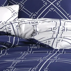 Garnero Arredamenti Copripiumini|Copripiumini-Set copripiumino matrimoniale e federe a quadri 220x240cm bianco blu Rosalin