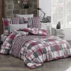 Garnero Arredamenti Copripiumini|Copripiumini-Set copripiumino matrimoniale e federe a quadretti 220x240cm rosso grigio Doroty
