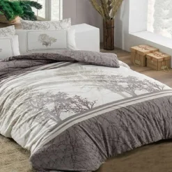 Garnero Arredamenti Copripiumini|Copripiumini-Set copripiumino matrimoniale oversize e federe 240x260cm tortora bianco Sarina