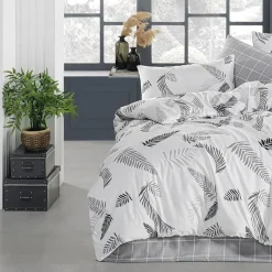 Garnero Arredamenti Copripiumini|Copripiumini-Set copripiumino singolo e federa 140x200cm bianco grigio Ingrid