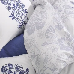 Garnero Arredamenti Copripiumini|Copripiumini-Set copripiumino singolo e federa 140x200cm floreale bianco blu Gordi