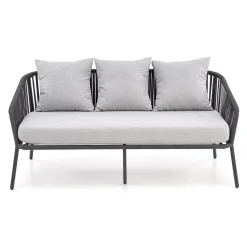 Garnero Arredamenti Salotto Da Giardino-Set da giardino divano, poltrona, tavolino in vetro grigio Dalian