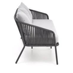 Garnero Arredamenti Salotto Da Giardino-Set da giardino divano, poltrona, tavolino in vetro grigio Dalian