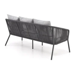 Garnero Arredamenti Salotto Da Giardino-Set da giardino divano, poltrona, tavolino in vetro grigio Dalian