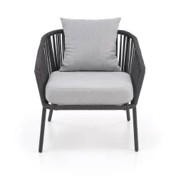 Garnero Arredamenti Salotto Da Giardino-Set da giardino divano, poltrona, tavolino in vetro grigio Dalian