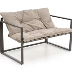 Garnero Arredamenti Salotto Da Giardino-Set da giardino divano, poltrona, tavolino in vetro nero marrone Surat