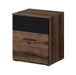 Garnero Arredamenti Comodini|Comò-Set due comodini 46x56h cm moderni rovere scuro e nero Lisbona Gihome®