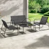 Garnero Arredamenti Salotto Da Giardino-Set giardino relax 75x45cm 2 sedie divano e tavolino acciaio grigio Eden