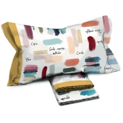 Garnero Arredamenti Set Lenzuola|Set Lenzuola-Set lenzuola matrimoniale in cotone fantasia bordo giallo Rombo