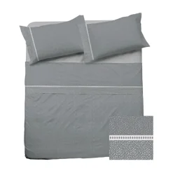 Garnero Arredamenti Set Lenzuola|Set Lenzuola-Set lenzuola matrimoniali in cotone grigio Freedom