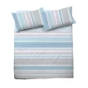 Garnero Arredamenti Set Lenzuola|Set Lenzuola-Set lenzuola matrimoniali  in cotone rigato azzurro grigio Sardina