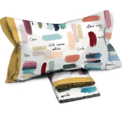 Garnero Arredamenti Set Lenzuola|Set Lenzuola-Set lenzuola una piazza e mezza in cotone fantasia bordo giallo Rombo