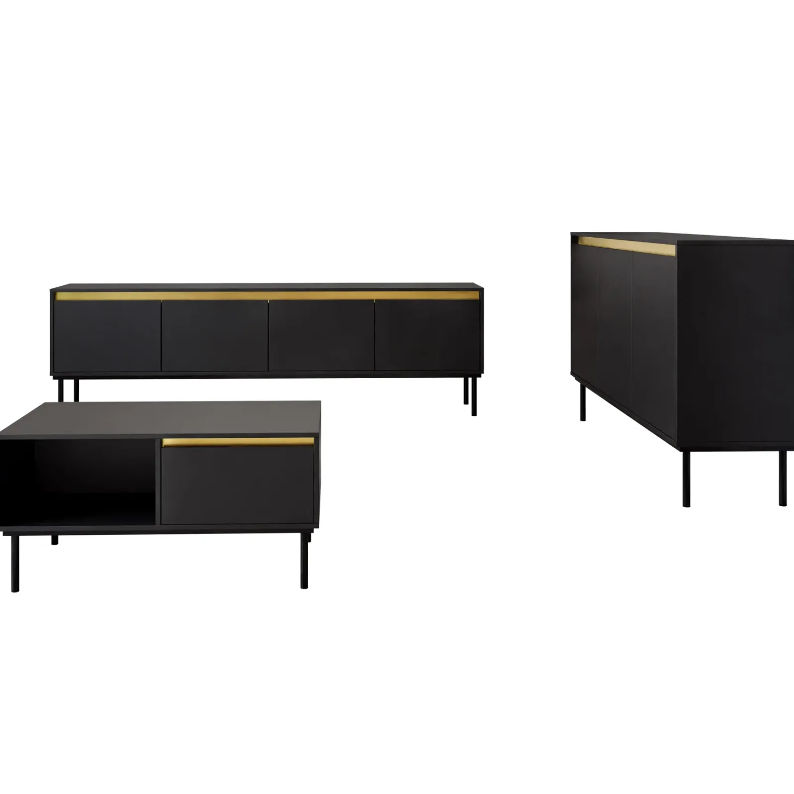 Garnero Arredamenti Set Mobili Soggiorno Completo-Set mobili soggiorno completo nero oro Praga