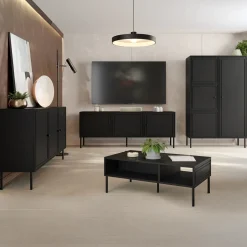 Garnero Arredamenti Set Mobili Soggiorno Completo-Set mobili soggiorno completo Stark 1 Nero Opaco